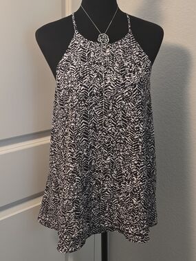 Decree Black and White Printed Halter Camisole